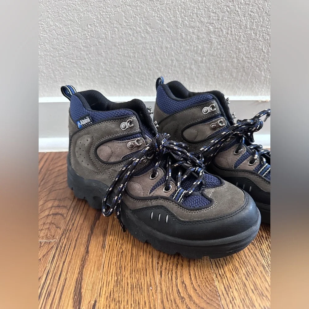 Alpine Womens Black and Brown Leather Hiking Ankle Outdoor Boots size 7.5 - Picture 2 of 8